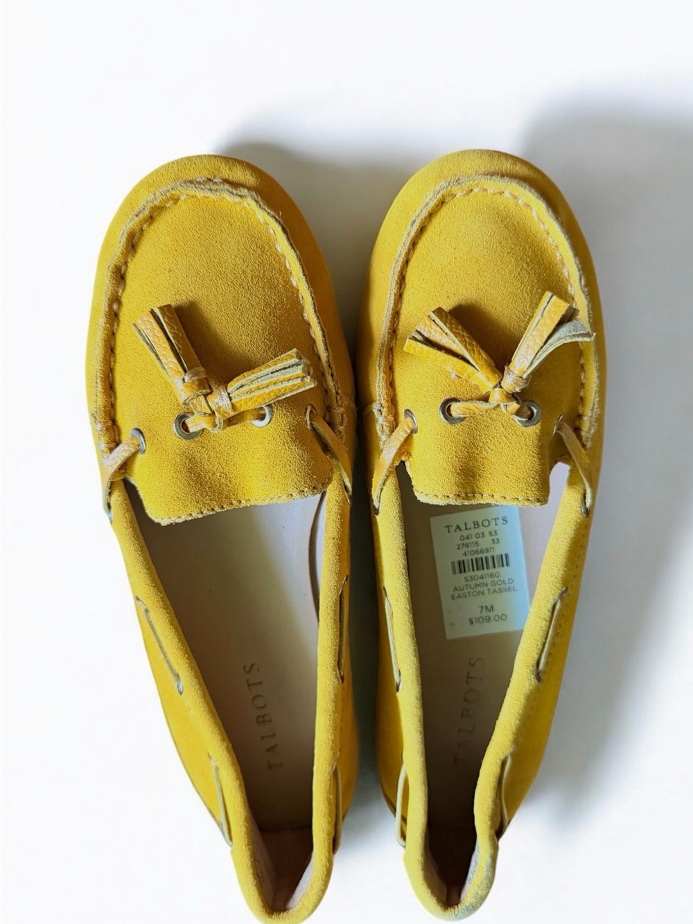 Talbots  Women’s Mustard Yellow Suede Tassel Moccasins